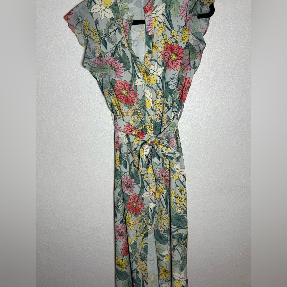 Zara Floral Maxi Dress with Pink and Yellow Blooms
